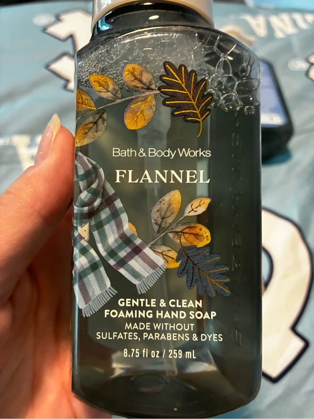 Bath & Body Works Flannel Foaming Hand Soap — Teal Blue Bottles (Set of 4)